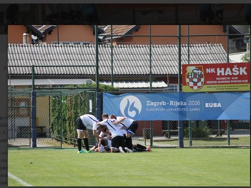 slavlje ekipe osječkog Sveučilišta nakon postignutog pogotka (screenshot: stranica Europskih sveučilišnih igara)